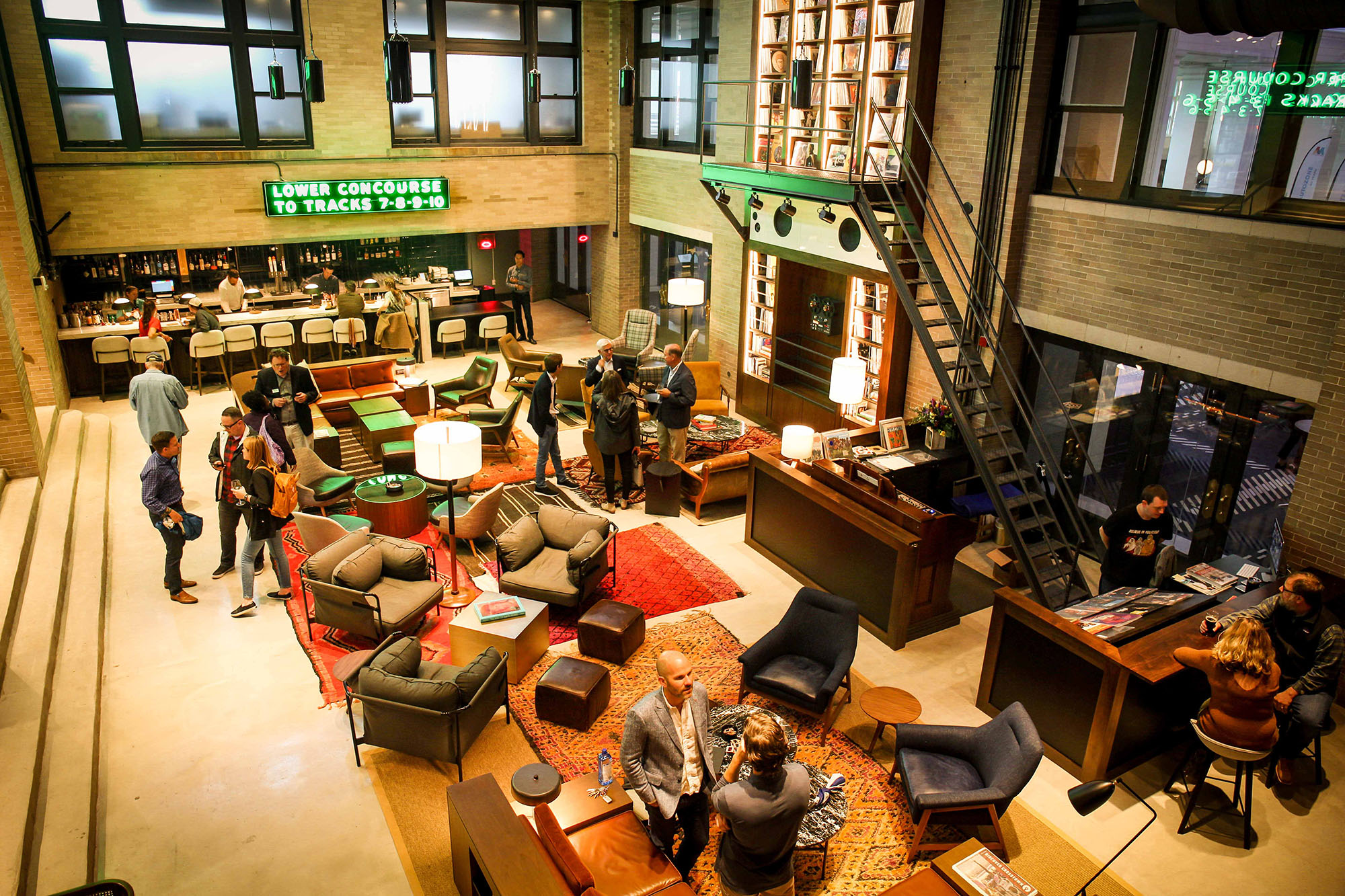 People gathered inside Eight & Sand, the bar inside Central Station Memphis.