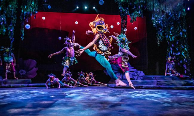 Performers on stage for Peter Pan at Playhouse on the Square.