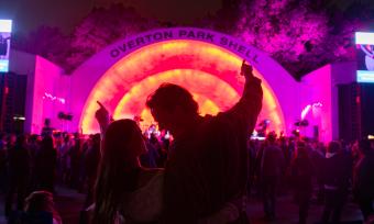 couple listens to music at overton park shell